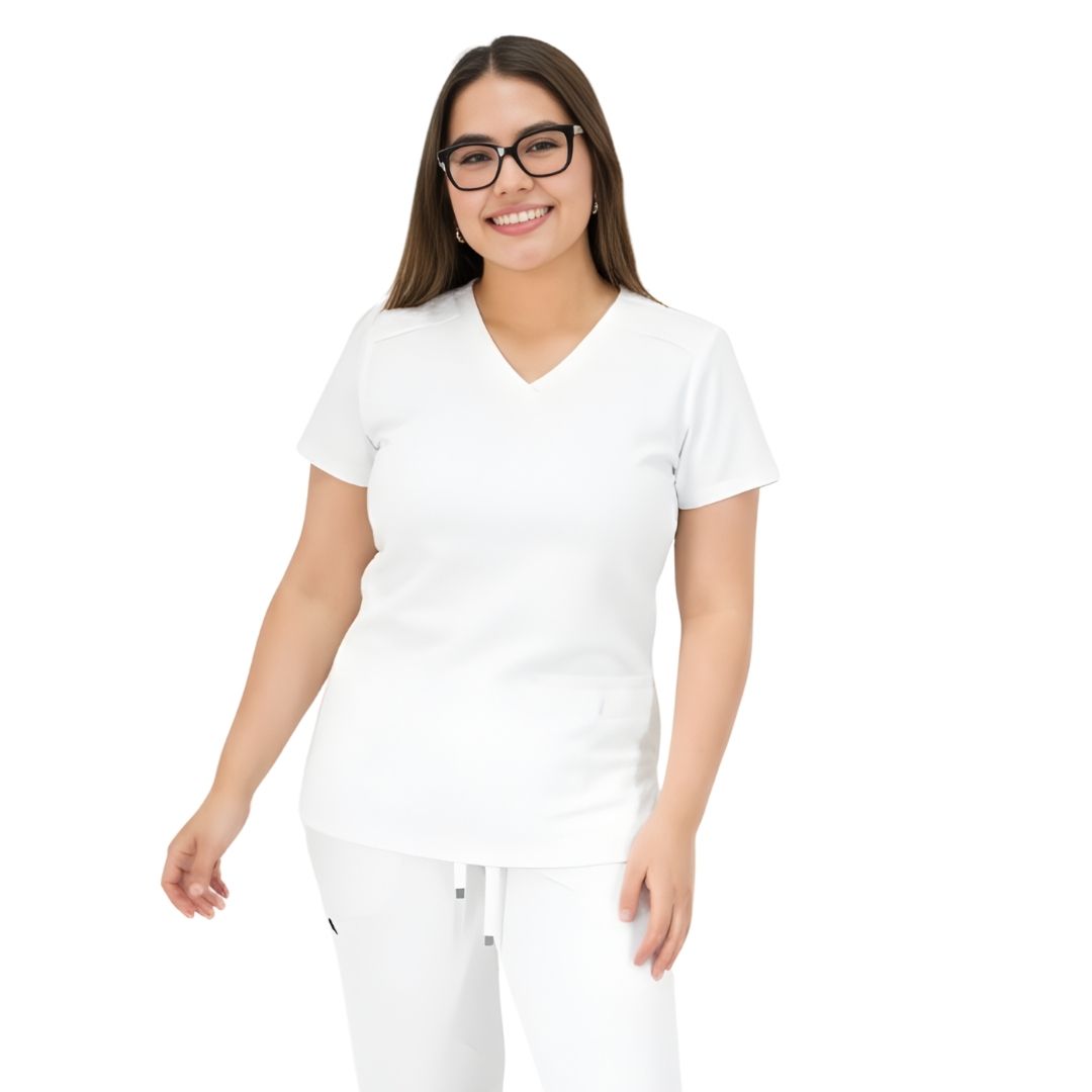 KOI Cureology Dama - Cardi Scrub Top - Color Blanco